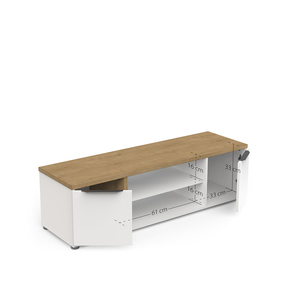 Móvel Tv de 2 Portas e 1 Nicho em Branco e Carvalho