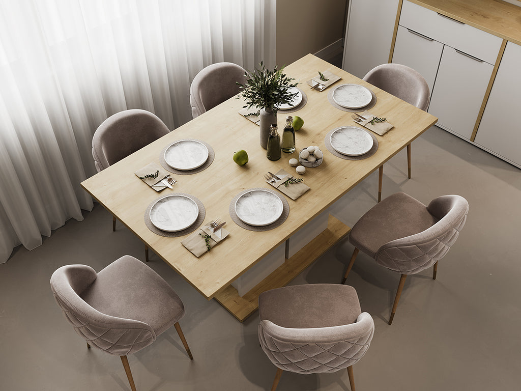 Mesa de Jantar Access 160x90 cm com Base em T | Carvalho e Branco