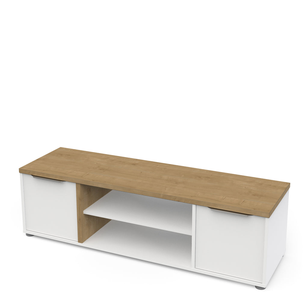 Móvel Tv de 2 Portas e 1 Nicho em Branco e Carvalho